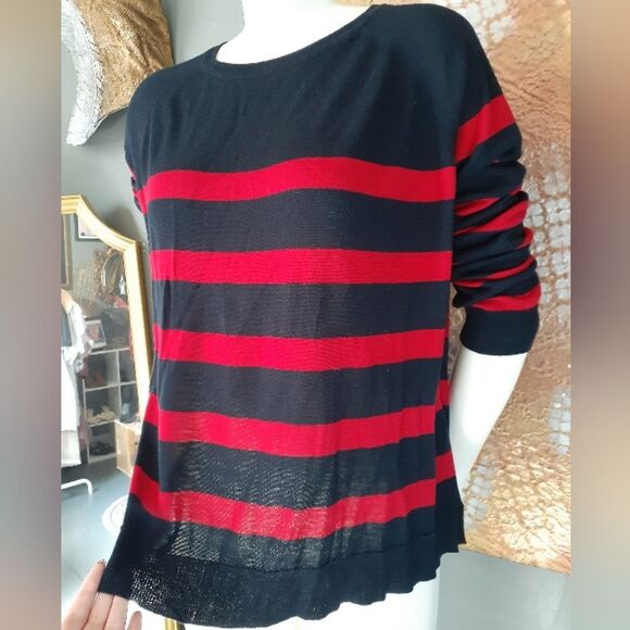 Zara Red and Navy Striped Sweater - Picture 9 of 10